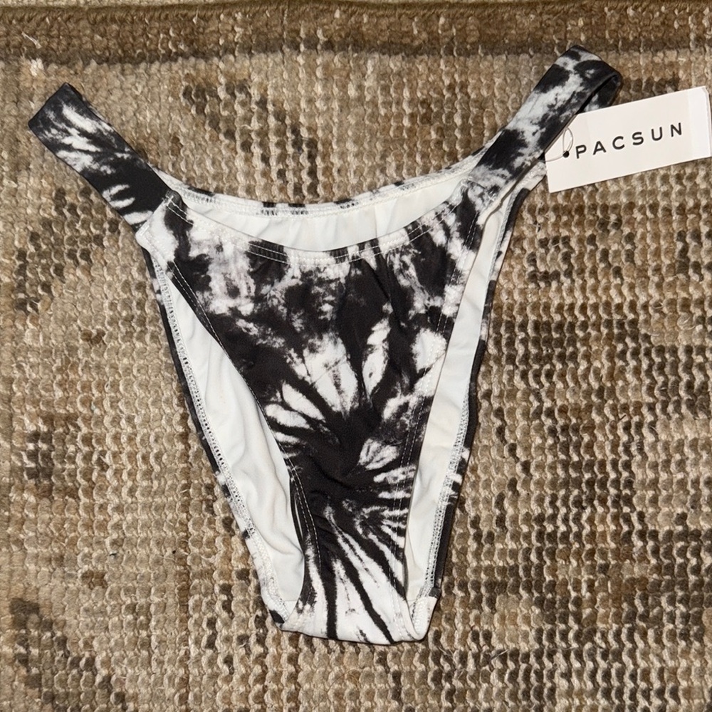 PacSun Black and White Tie-Dye Bikini Bottom